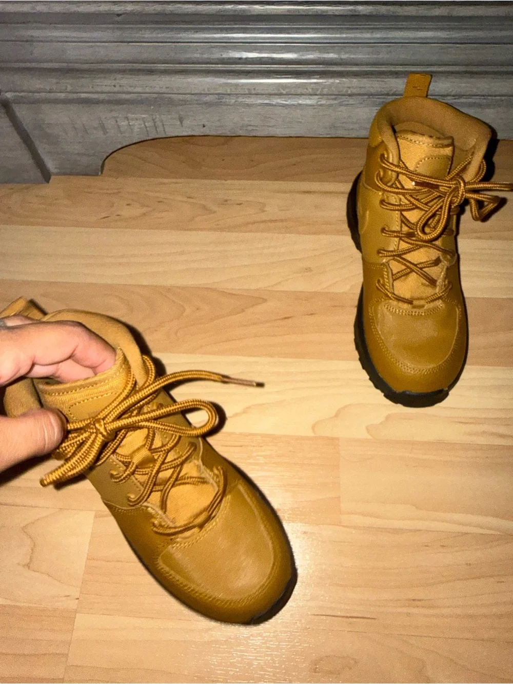 Never Worn! No Box! No Tags. Mustard Yellow Lace-Up Work BootsBoys  Size 1